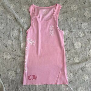Chrome Hearts Pink T-Bar Script Logo Tank Top